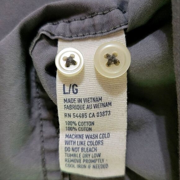 American Eagle Outfitters Men's Long Sleeve Button-Down Gray Cotton Shirt - Picture 11 of 14